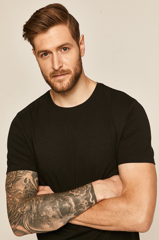 T-shirt męski czarny czarny RS20.TSM090