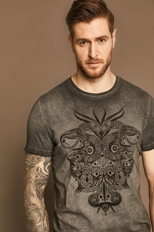 T-shirt męski by Karolina Cecot, Tattoo Konwent szary okrągły szary RS20.TSM566