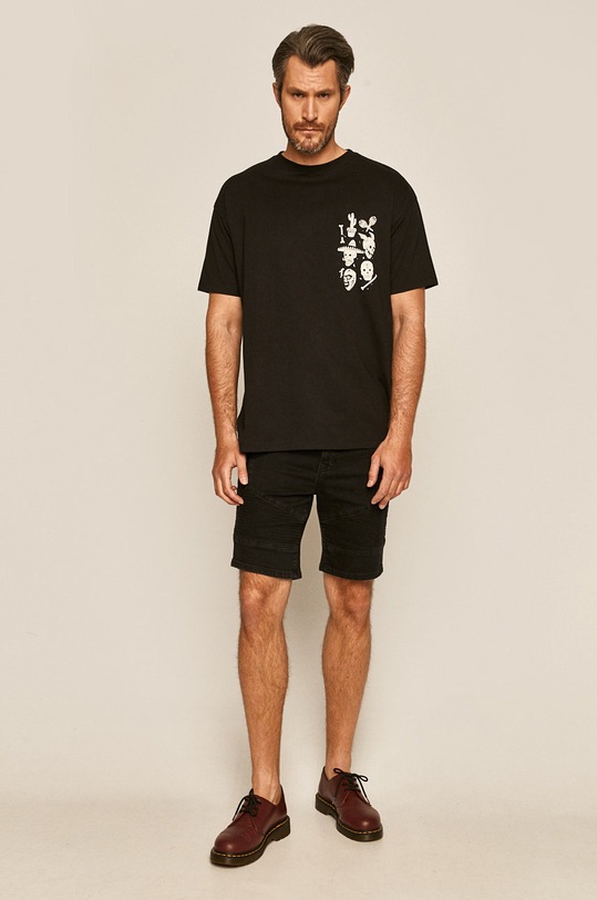 T-shirt męski z nadrukiem czarny RS20.TSM800 czarny RS20