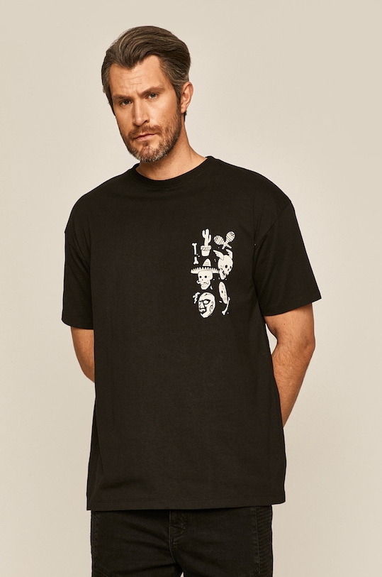 T-shirt męski z nadrukiem czarny czarny RS20.TSM800