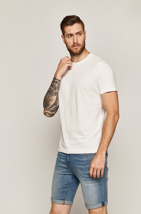 T-shirt męski gładki biały biały RS20.TSMB02