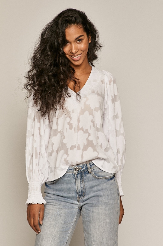 Bluzka damska z recyklingowanego poliestru biała biały RS21.BDD701