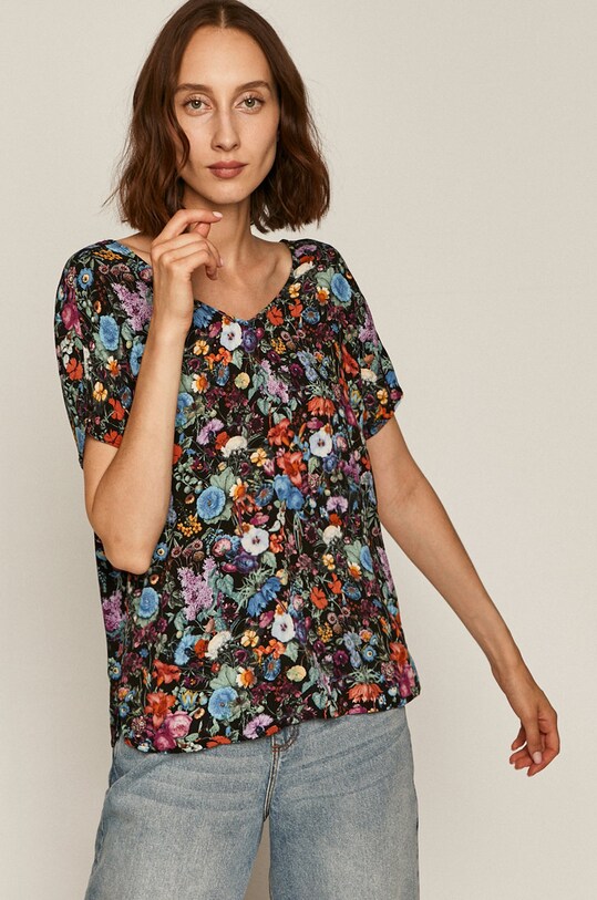 Bluzka damska w kwiaty casual multicolor RS21.BKD030