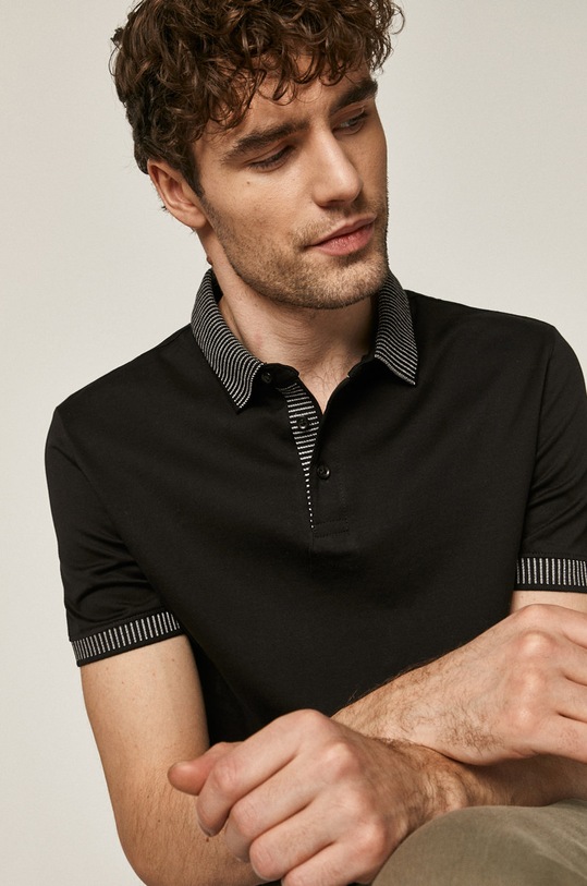 Polo męskie merceryzowane czarne z elastanem czarny RS21.POM402