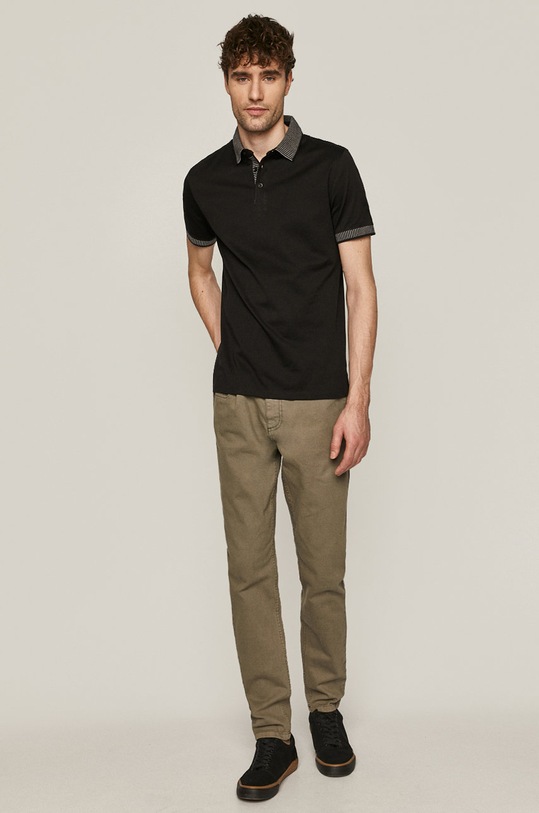Polo męskie merceryzowane czarne RS21.POM402 czarny RS21