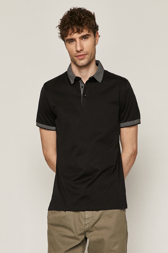 Polo męskie merceryzowane czarne czarny RS21.POM402
