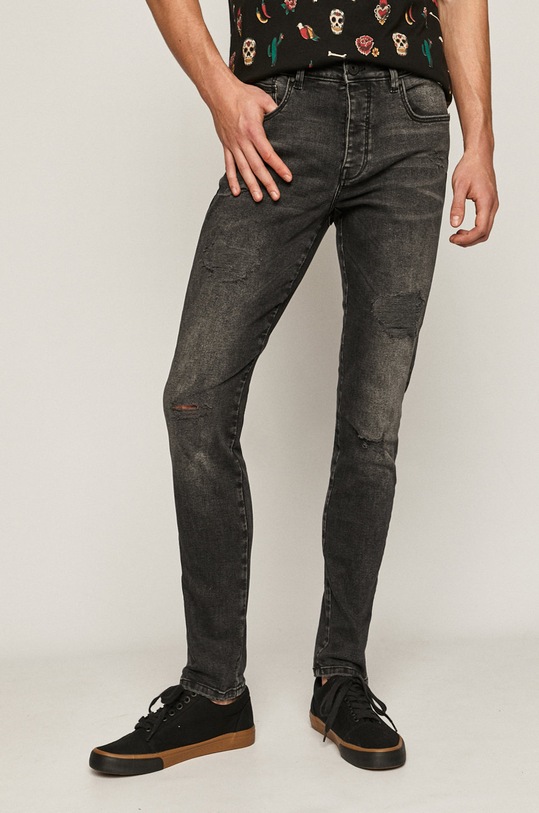 Jeansy męskie slim czarne czarny RS21.SJM405