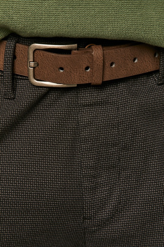 Spodnie męskie w drobny wzór z paskiem czarne RS21.SPM030 czarny