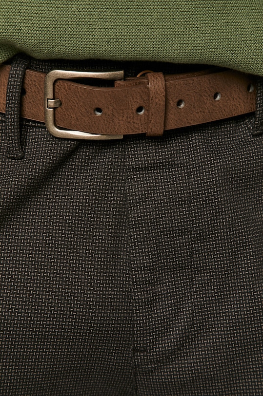 Spodnie męskie w drobny wzór z paskiem czarne RS21.SPM030 czarny