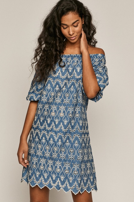 Medicine - Sukienka Summer Linen wzorzyste niebieski RS21.SUD703