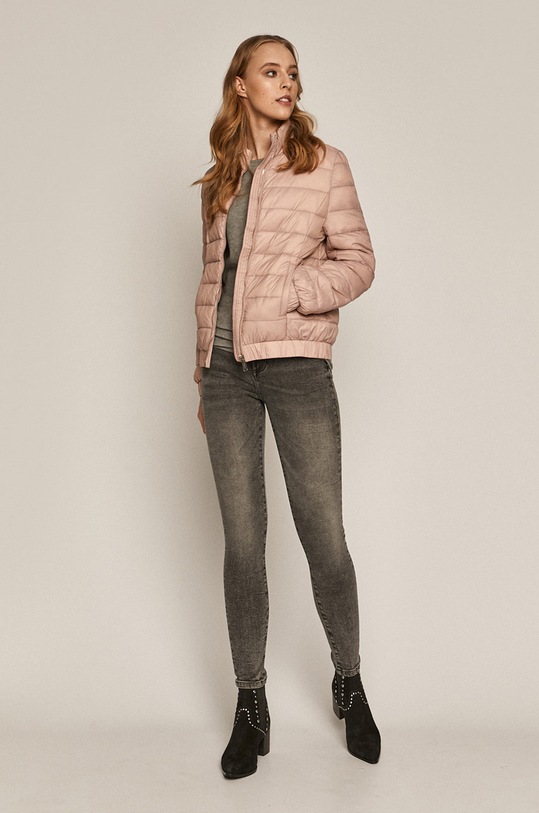 Sweter damski z dekoltem z gładkiej dzianiny szary RS21.SWD040 szary RS21