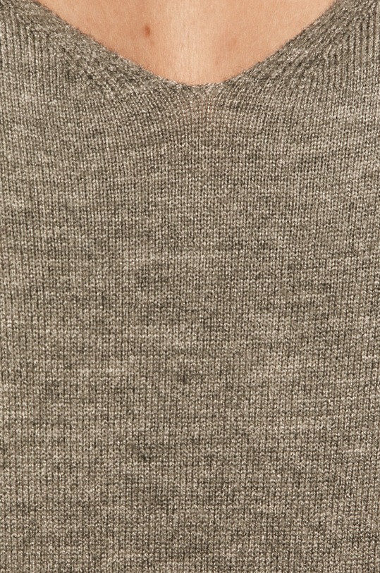 Sweter damski z dekoltem z gładkiej dzianiny szary RS21.SWD040