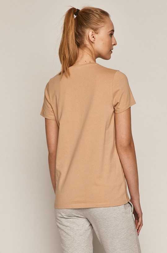 Odzież T-shirt damski z bawełny organicznej beżowy RS21-TSD040 beżowy