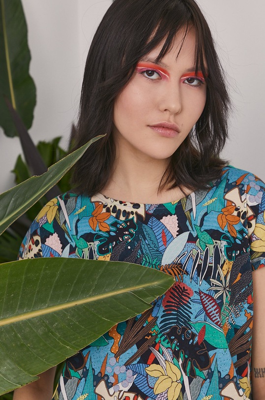 T-shirt damski by Magdalena Parfieniuk turkusowy bawełna turkusowy RS21.TSD754