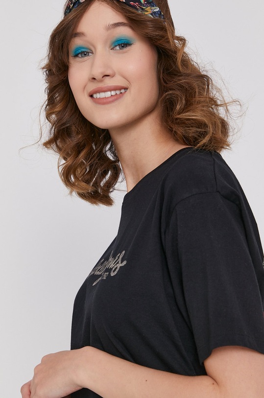T-shirt damski z nadrukiem The Rolling Stones czarny czarny RS21.TSDA57