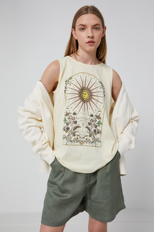 Top damski bez rękawów żółty okrągły żółty RS21.TSDB26