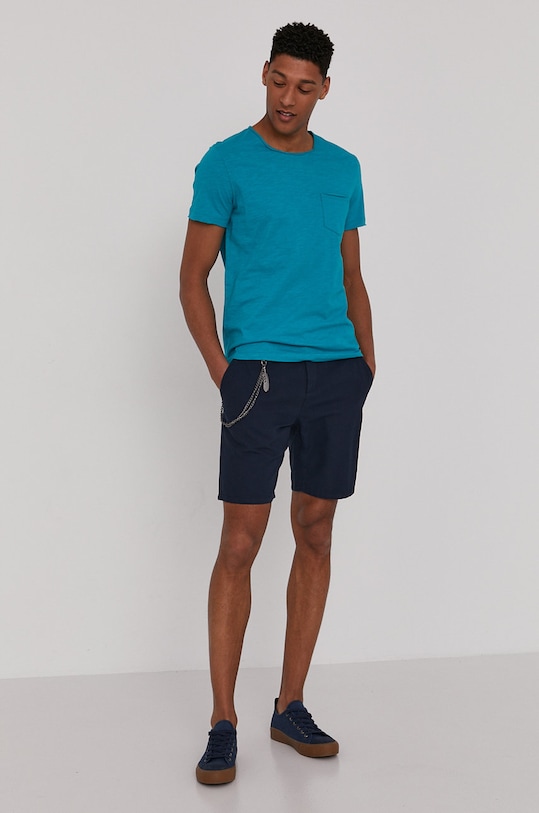 Bawełniany t-shirt męski z kieszonką turkusowy RS21.TSM092 turkusowy RS21