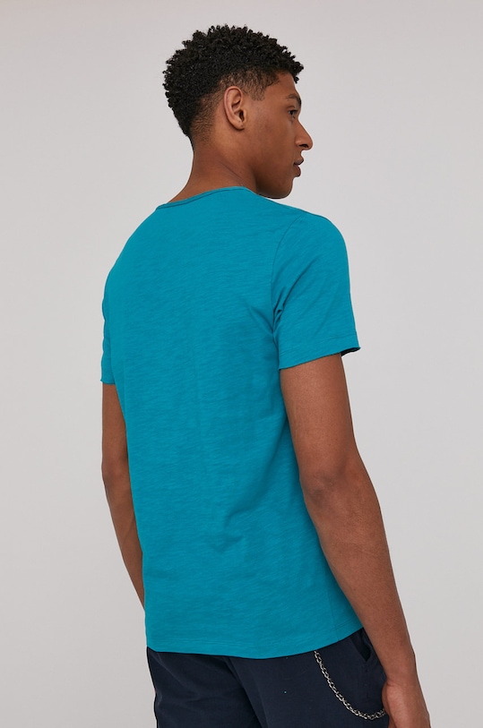 Odzież Bawełniany t-shirt męski z kieszonką turkusowy RS21.TSM092 turkusowy