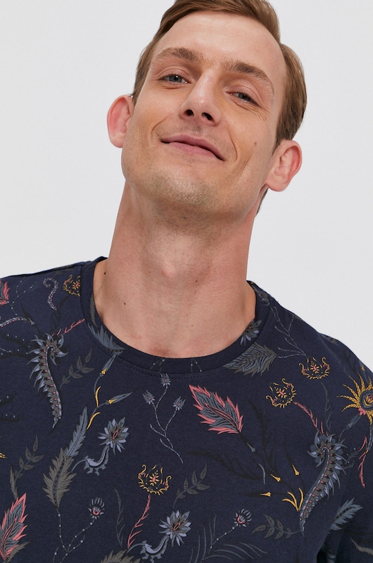 T-shirt męski z bawełny organicznej granatowy granatowy RS21.TSM302