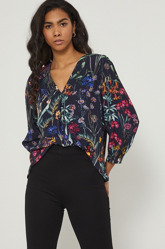 Bluzka damska wzorzysta czarna wzorzyste czarny RS22.BDD040