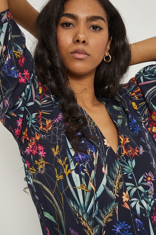 Bluzka damska wzorzysta czarna czarny RS22.BDD040