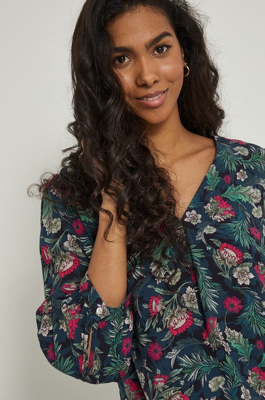 Bluzka damska wzorzysta czarna czarny RS22.BDD040