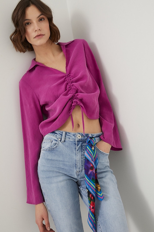 Bluzka damska ze ściągaczem różowa pozostałe różowy RS22.BDD570