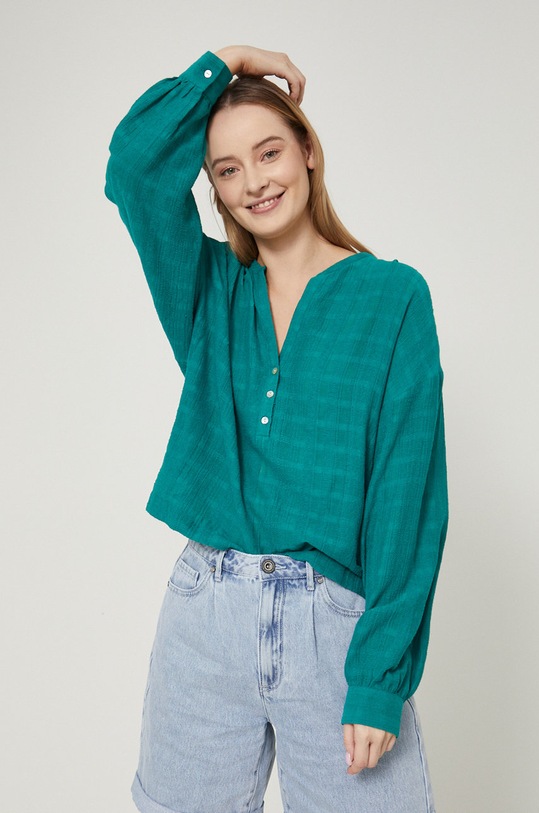Bavlnená blúzka dámska Eco Warrior tyrkysová RS22.BDD703