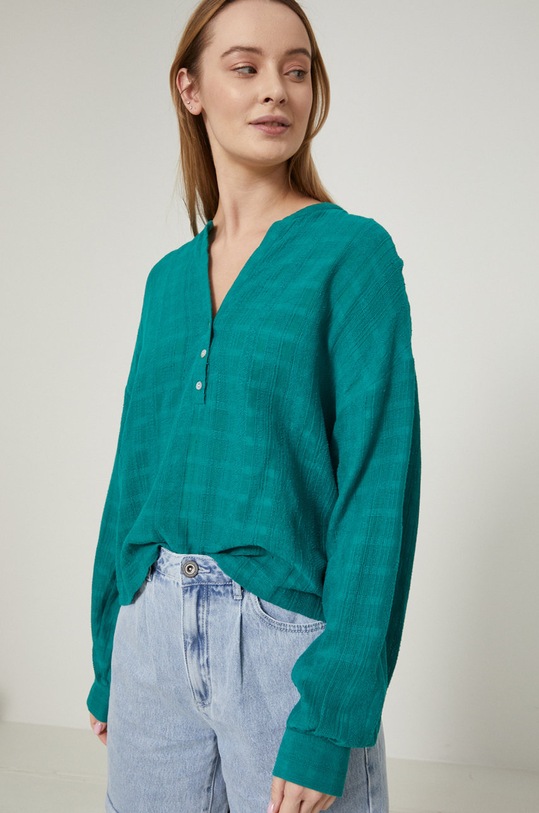 Bavlnená blúzka dámska Eco Warrior RS22.BDD703 tyrkysová