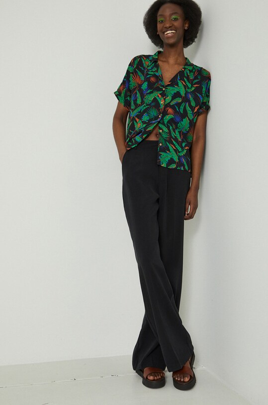 Koszula damska wzorzysta czarna casual czarny RS22.BKD090