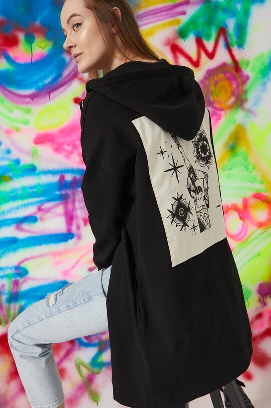 Bluza bawełniana damska Tattoo Art by SEDZIARAM - Aleksandra Kotwa czarna bawełna czarny RS22.BLD750