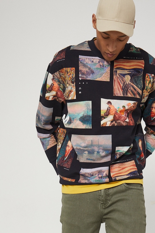 Bluza bawełniana Eviva L'arte męska wzorzysta czarna wzorzyste czarny RS22.BLM155