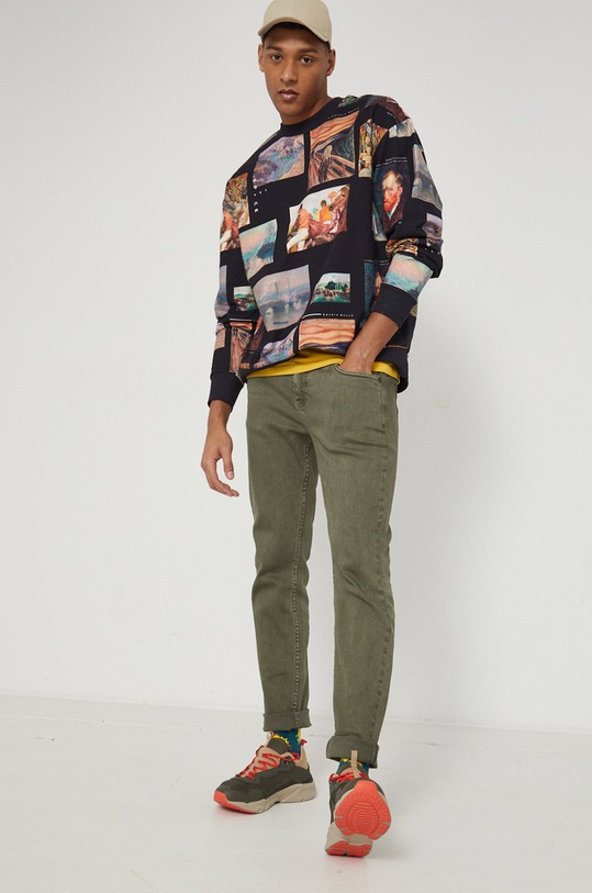 Bluza bawełniana Eviva L'arte męska wzorzysta czarna RS22.BLM155 czarny RS22