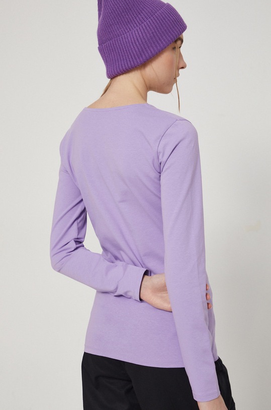 Odzież Longsleeve bawełniany damski gładki z domieszką elastanu różowy RS22.BUD022 fioletowy