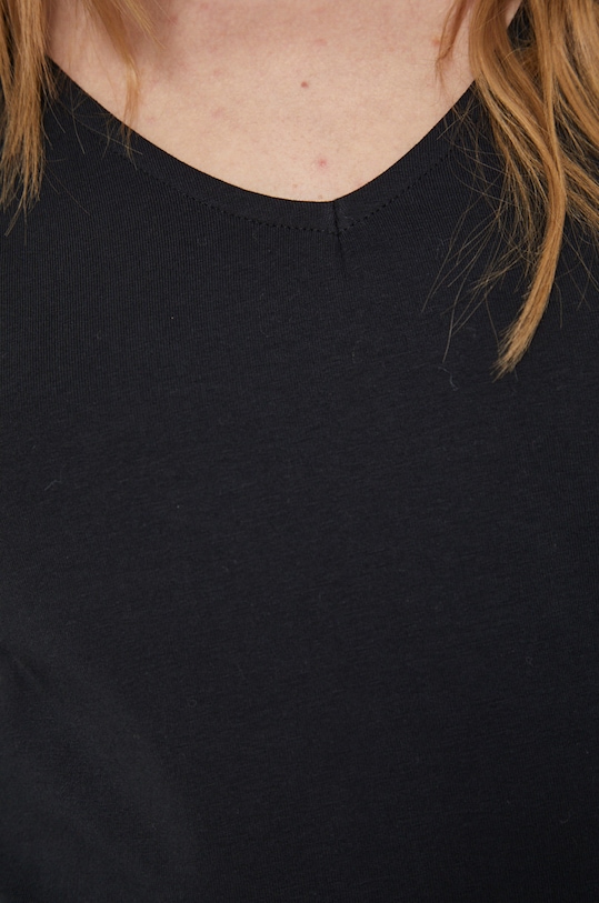 Longsleeve bawełniany damski gładki z domieszką elastanu czarny czarny RS22.BUD022