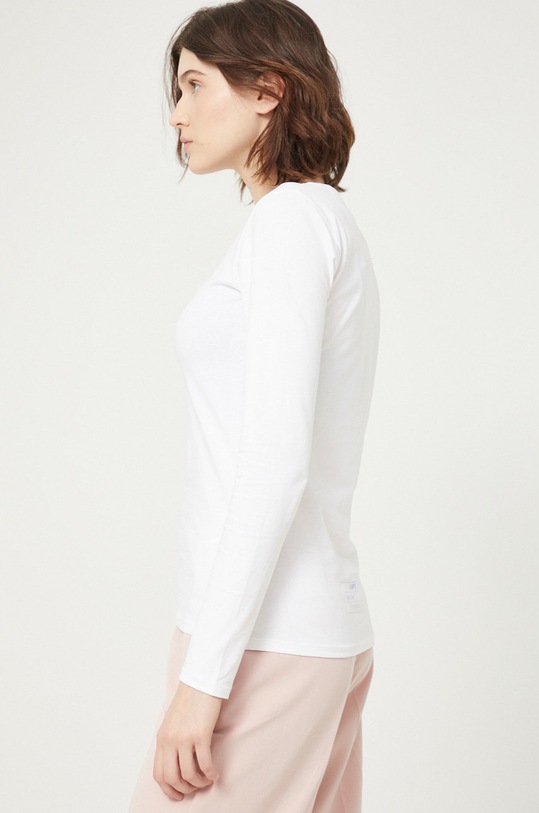 Odzież Longsleeve bawełniany damski gładki z domieszką elastanu biały RS22.BUD031 biały