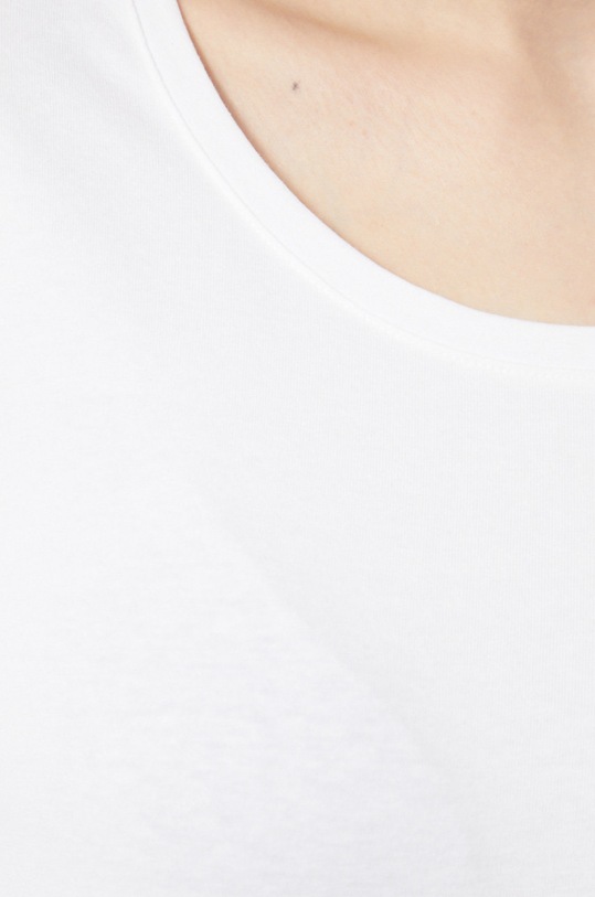 Longsleeve bawełniany damski gładki z domieszką elastanu biały RS22.BUD031