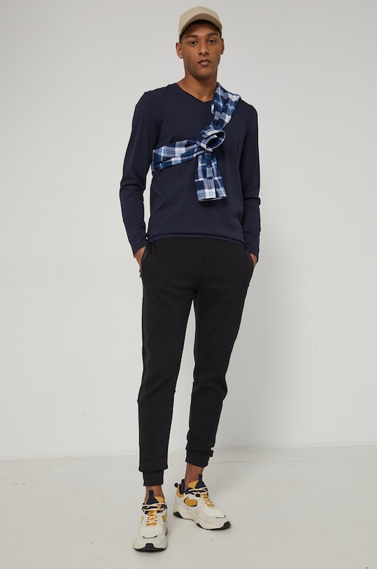 Tričko s dlhým rukávom pánske Basic RS22.BUM030 tmavomodrá RS22