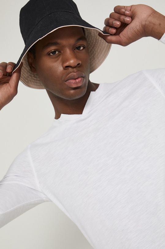 Longsleeve bawełniany gładki biały biały RS22.BUM061