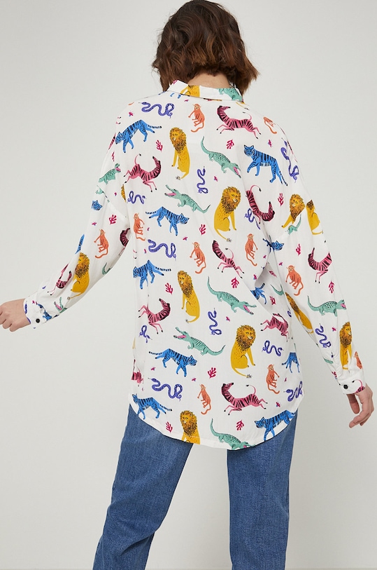 Koszula damska wzorzysta biała biały RS22.KDD050