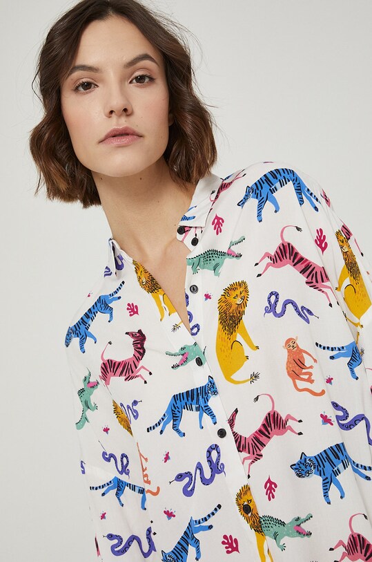 Koszula damska wzorzysta biała RS22.KDD050 biały