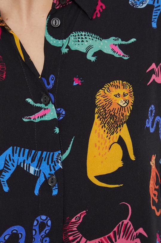 Koszula damska wzorzysta czarna RS22.KDD050 czarny RS22