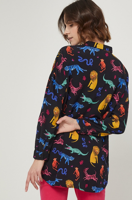 Koszula damska wzorzysta czarna czarny RS22.KDD050