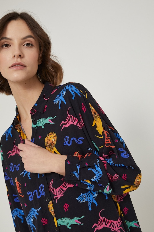 Koszula damska wzorzysta czarna RS22.KDD050