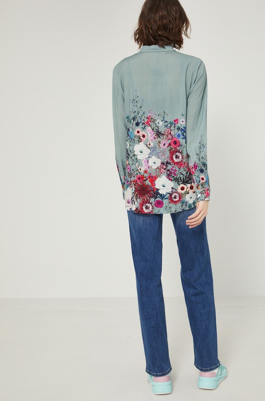 Koszula damska wzorzysta zielona turkusowy RS22.KDD300