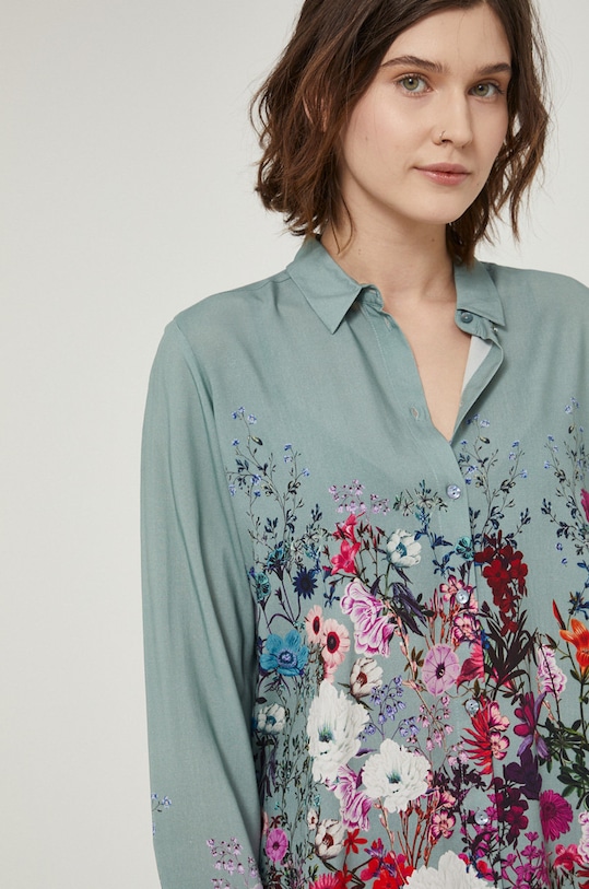 Koszula damska wzorzysta zielona RS22.KDD300 turkusowy