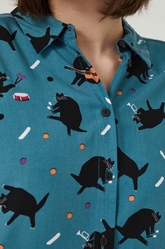 Koszula wzorzysta damska by Jakub Zasada zielona RS22.KDD350 turkusowy RS22