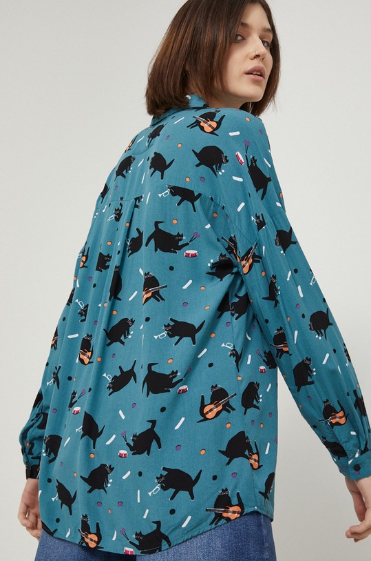 Koszula wzorzysta damska by Jakub Zasada zielona turkusowy RS22.KDD350