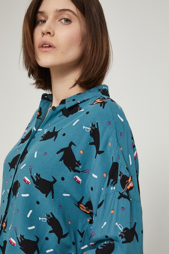 Koszula wzorzysta damska by Jakub Zasada zielona RS22.KDD350 turkusowy