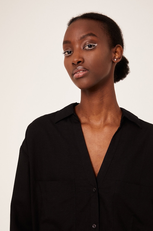 Ľanová košeľa Medicine čierna RS22.KDD904